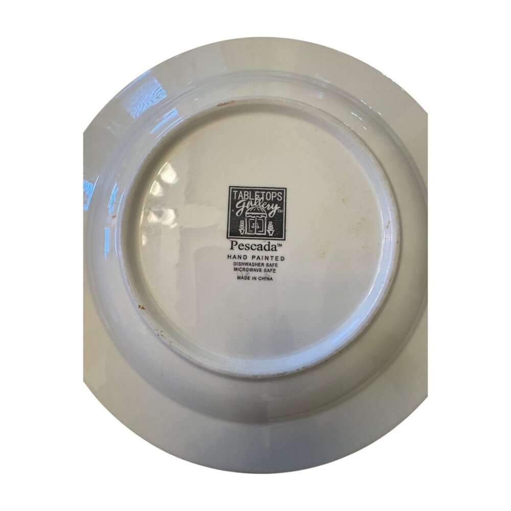 Set Of 4 Tabletops Gallery Pescada Hand-Painted Ceramic Fish Design Dinner Plate - Picture 4 of 6